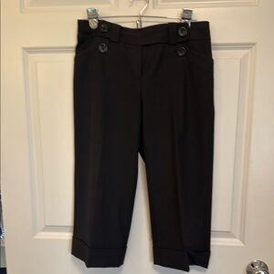 Black Cropped Pants with Button Detail